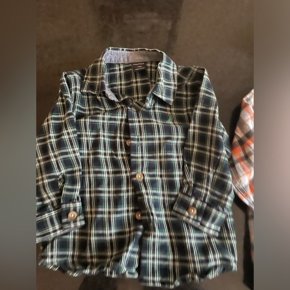 Carters and Nautica Boy Plaid Button Down Flannel Bundle Size 12 Months - Picture 3 of 5